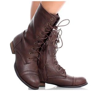 Vegan Leather Lace Up Boots